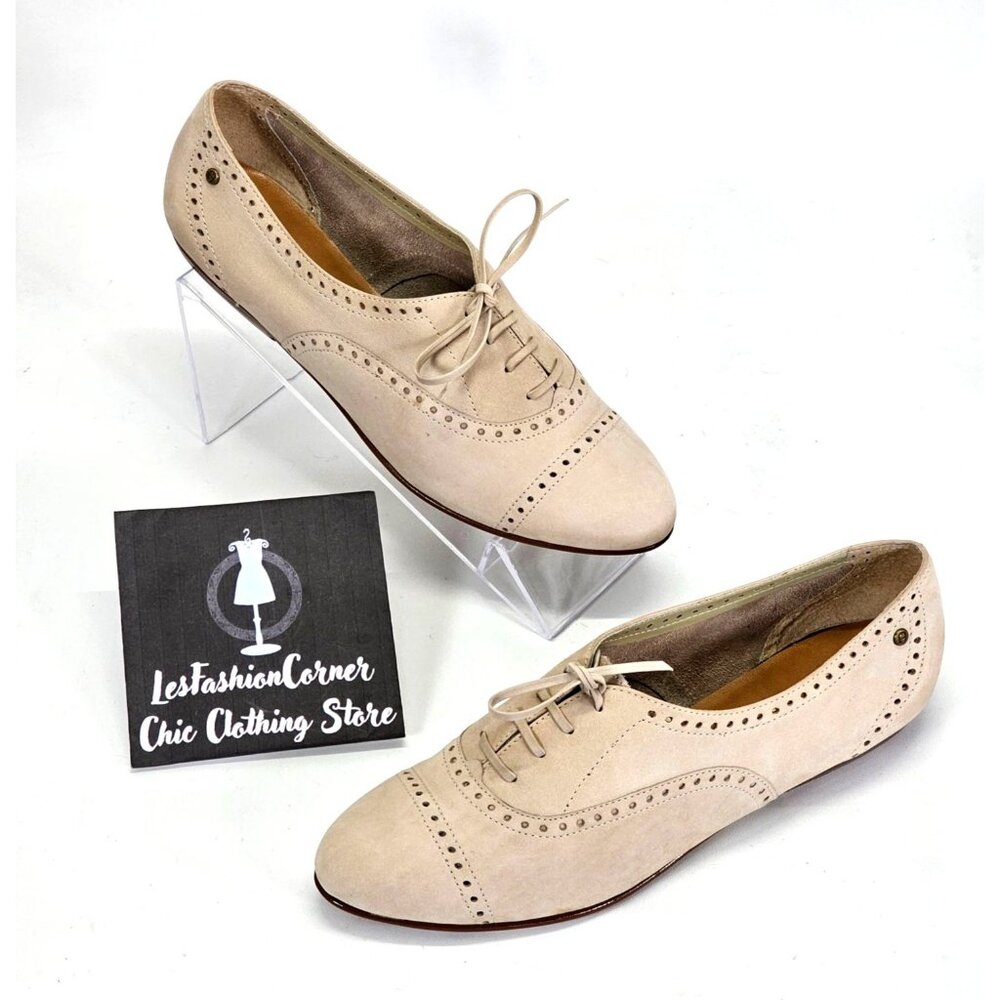 Etienne Aigner Beige Suede Oxford Flats - Picture 6 of 16